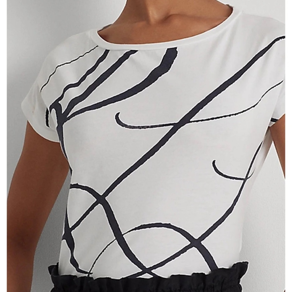 New Ralph Lauren Black and Cream Short Sleeve Tee size XL - Picture 4 of 9